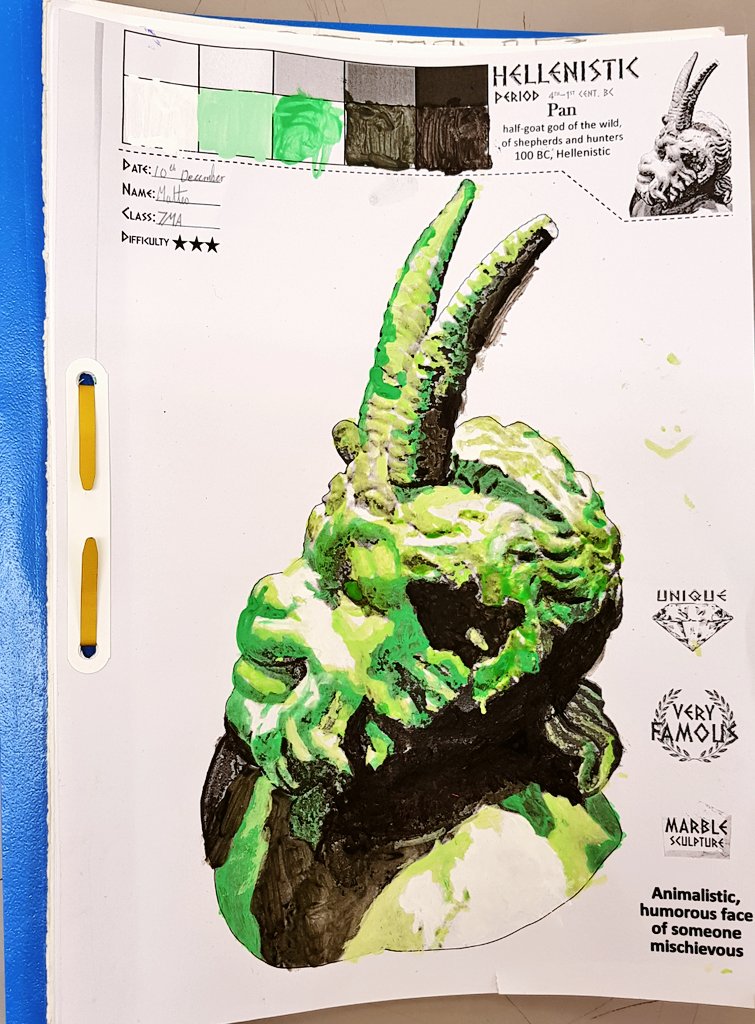 Mr_Matsangouras's tweet photo. Our Yr 7s have created gorgeous tonal paintings of Greek sculptures, the first step of their "Inspired by Classical Antiquity" project. Next, they'll be creating metallic paper collage backgrounds, inspired by Greek patterns to stick their busts onto @ChiswickSchool #archeology https://t.co/4MW17b63xg