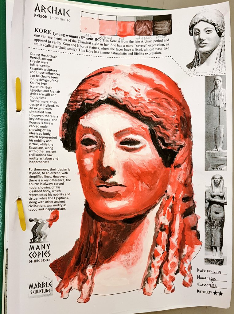 Mr_Matsangouras's tweet photo. Our Yr 7s have created gorgeous tonal paintings of Greek sculptures, the first step of their "Inspired by Classical Antiquity" project. Next, they'll be creating metallic paper collage backgrounds, inspired by Greek patterns to stick their busts onto @ChiswickSchool #archeology https://t.co/4MW17b63xg