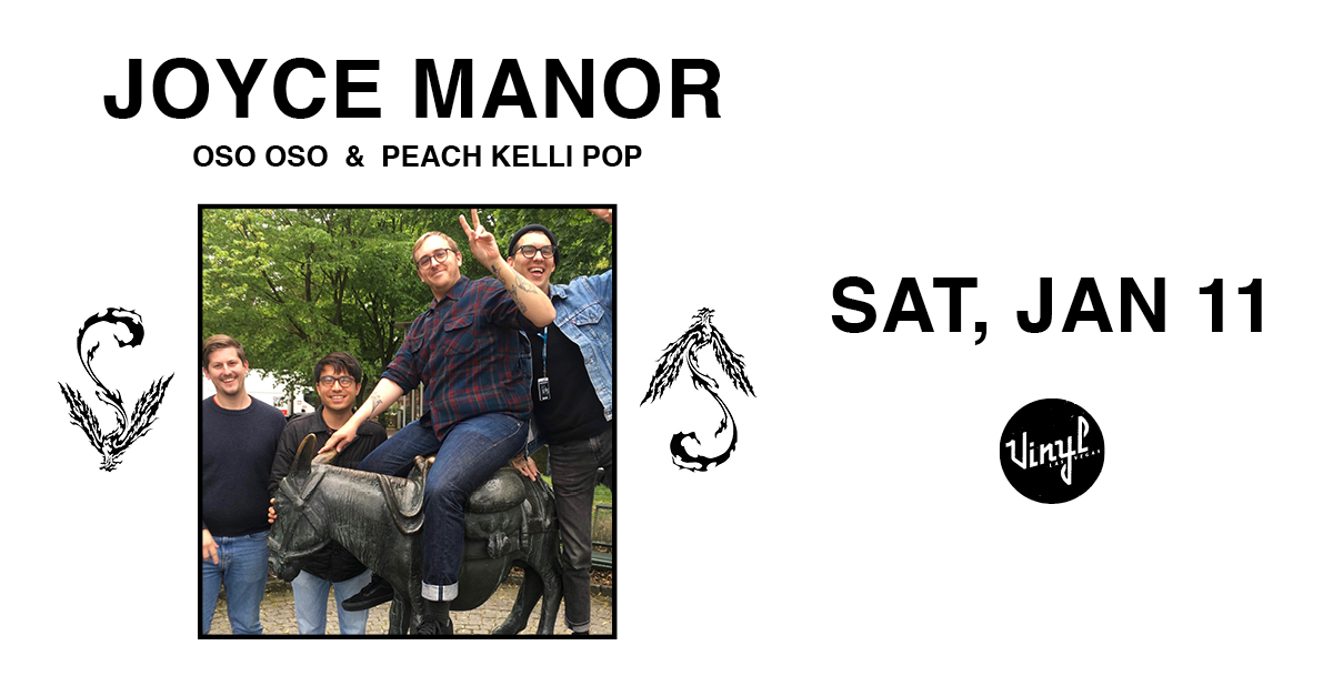 It's almost showtime for <a href="/JoyceManor/">Joyce Manor</a> with <a href="/osoosoband/">oso oso</a> and <a href="/peach_kelli_pop/">★彡 𝒫𝑒𝒶𝒸𝒽 𝒦𝑒𝓁𝓁𝒾 𝒫𝑜𝓅 ★彡</a>! Your time to get tickets is running out! Get them now before it's too late... bit.ly/2nT2fLl