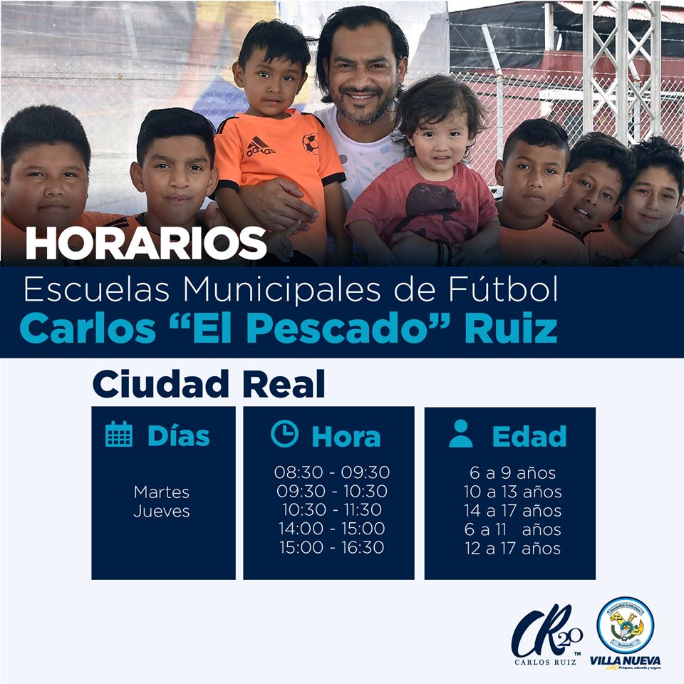MuniVillaNueva's tweet photo. Escuelas Municipales Carlos “el Pescado” Ruiz
En Villa Nueva las Escuelas de Futbol estarán ubicadas en:

1. Estadio Municipal de La Enriqueta, zona 5.
2. Estadio Municipal de Santa Isabel II, zona 3.
3. Estadio Municipal de Bárcena, zona 3. https://t.co/kyBuXVBX7V