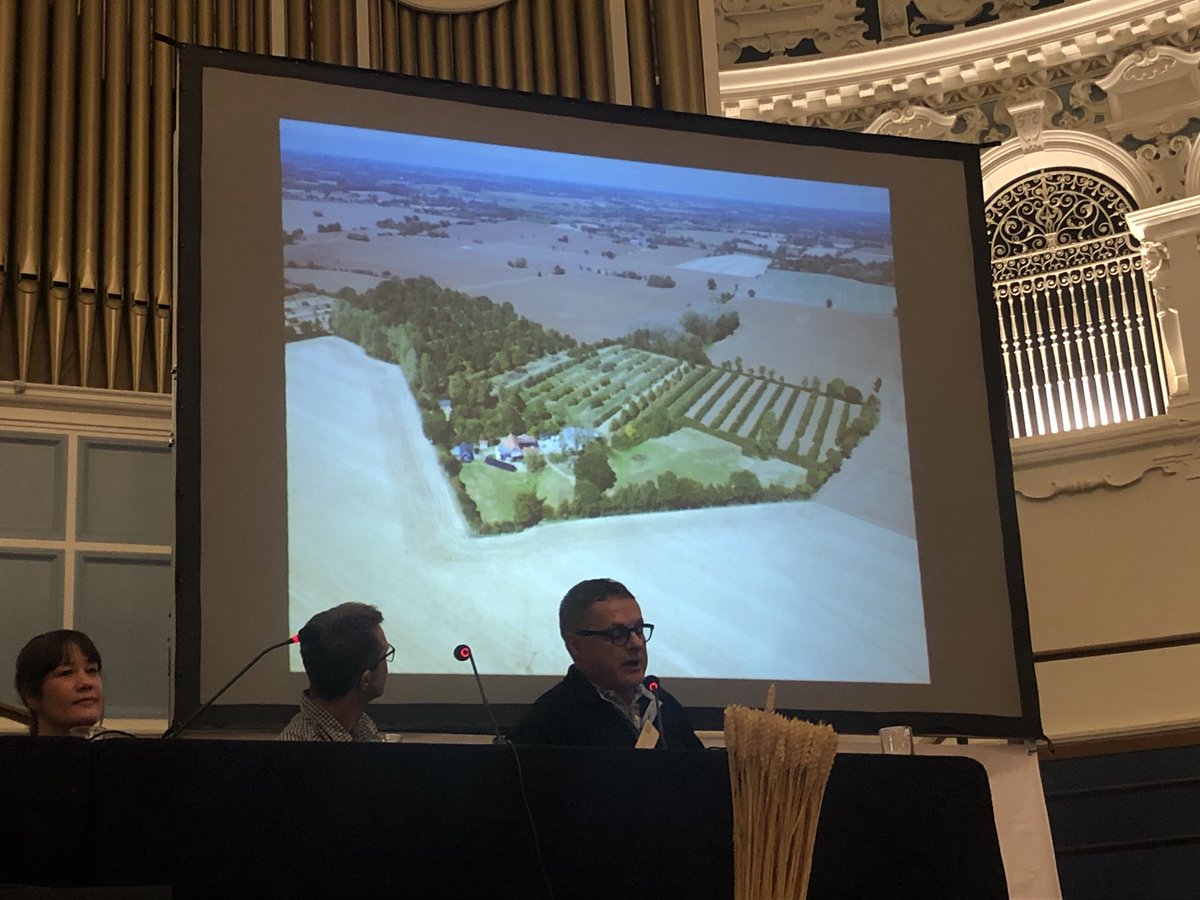 Amazing picture of ⁦@wakelyns⁩ from above. An oasis. And wonderful to hear from David Wolfe that it will continue to be a hub for people to learn about agroforestry and nature friendly farming #ORFC20