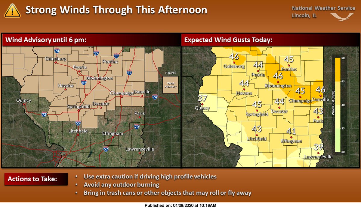 NWSLincolnIL's tweet image. 10:15 am -- Wind Advisory has been expanded south to include Springfield, Taylorville, and Decatur. #ILwx