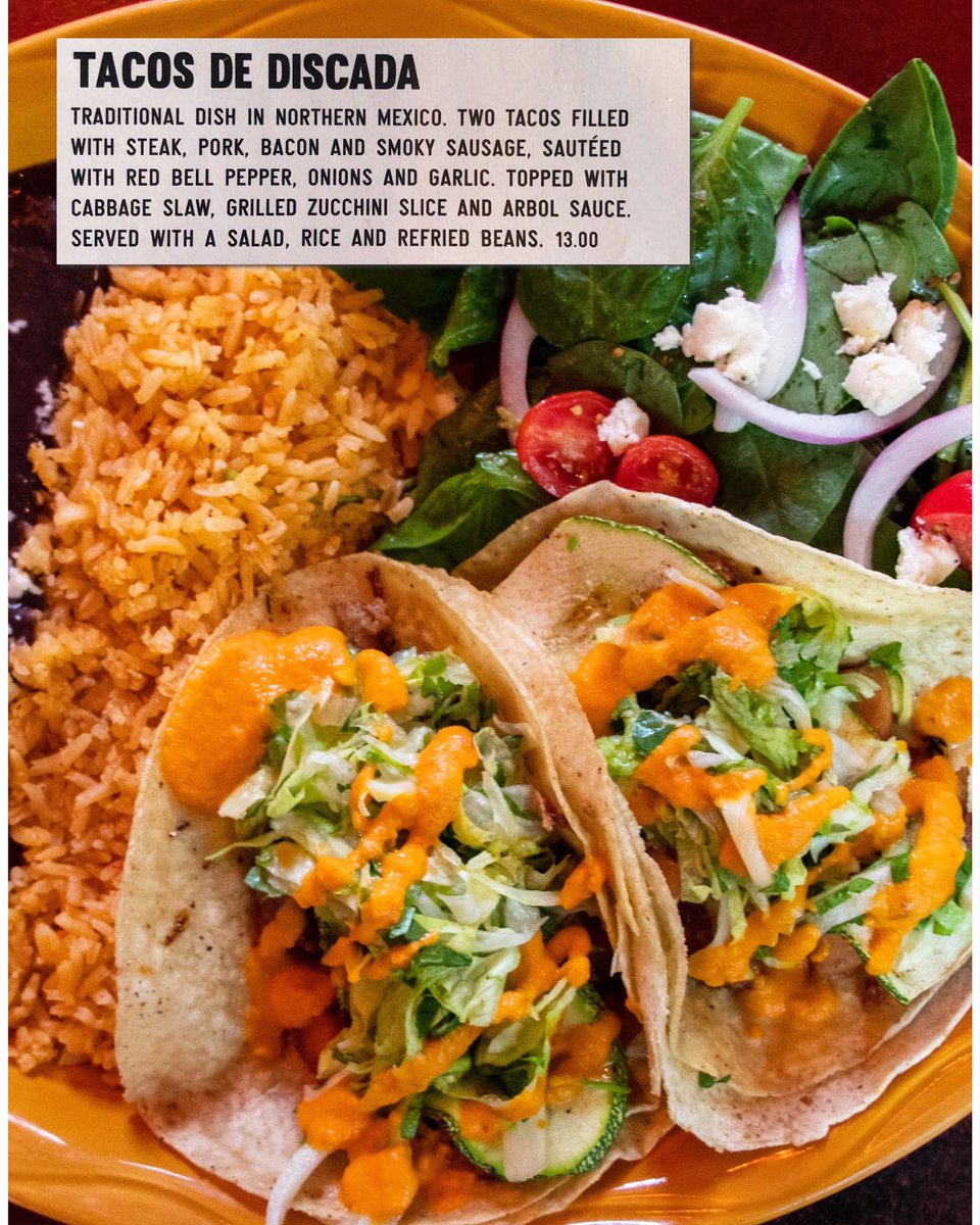 Start your weekend a day early! This week’s rotating Wednesday/Thursday special is our Tacos De Discada plate. 😎🌮💀