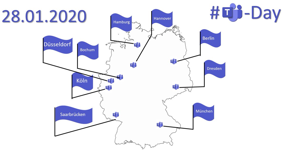 Hoffe alle sind gut nach 2020 gekommen. Wir legen wieder los und starten am 28.01.20 mit dem #TeamsDay. Gemeinsam aus der Community organisiert. Teilnahme in #München #Dresden #Berlin #Hannover #Hamburg #Bochum #Düsseldorf #Köln #Saarbrücken möglich. Info: office365hero.de
