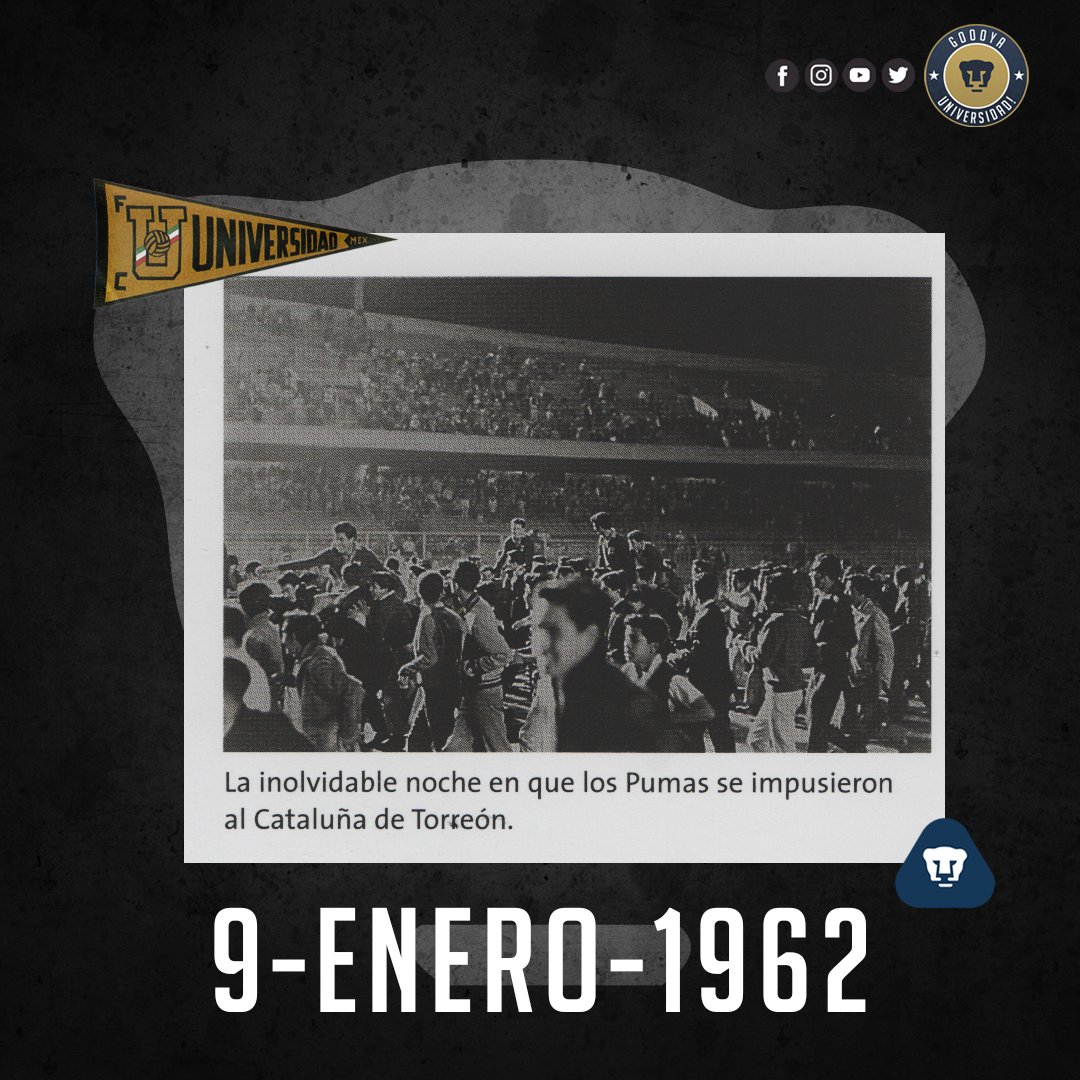 GoooyaPumas's tweet photo. 9 de enero de 1962 @PumasMX  obtiene el ascenso a la Primera División (al golear a Cataluña de Torreón por 5-1 en CU) https://t.co/ir3UeXnkux