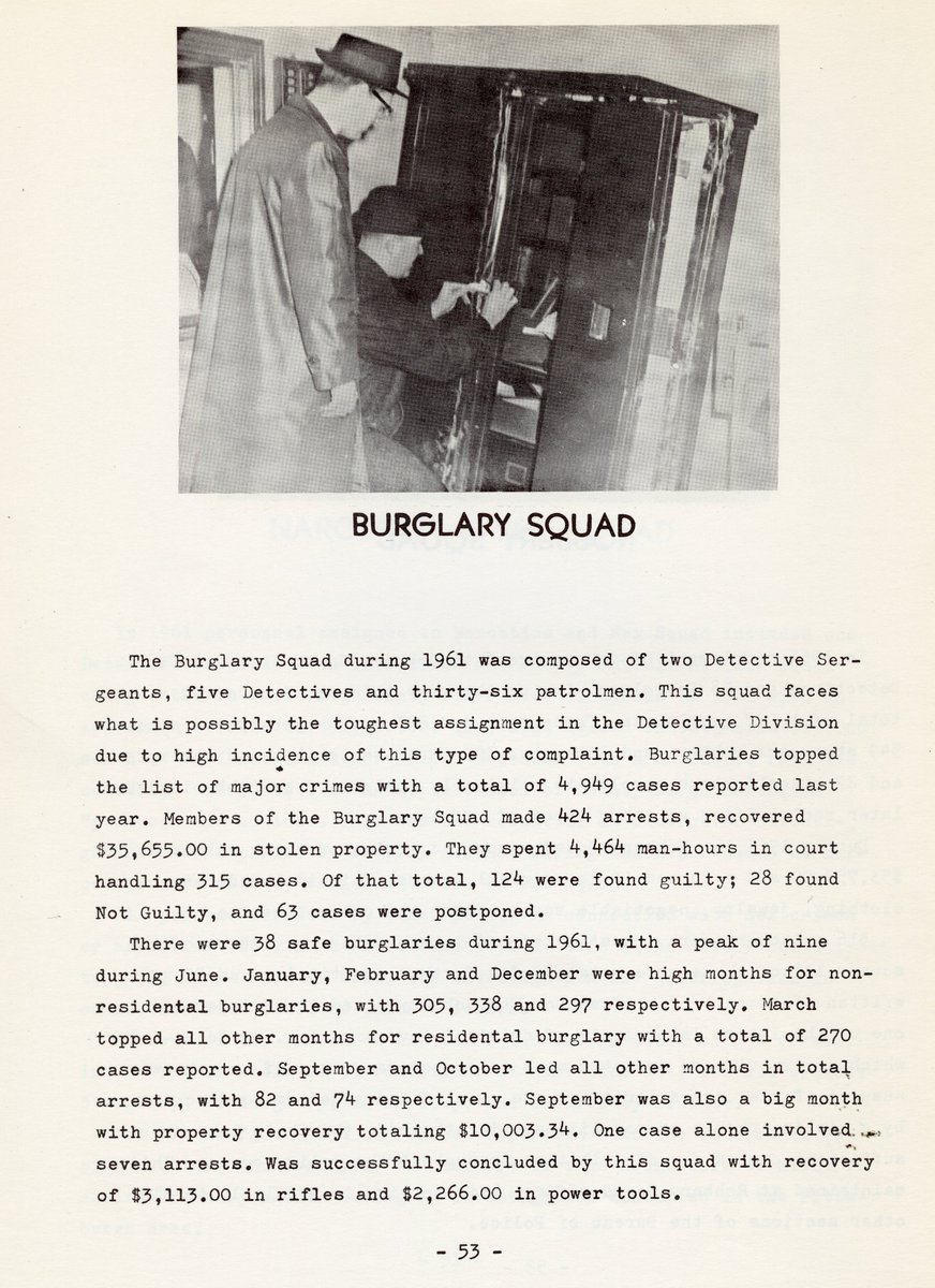 PghArchives's tweet image. Today is Law Enforcement Officers Appreciation Day!

Check out some @PghPolice unit descriptions from a 1961 annual report. The Bureau has reorganized units and adapted to changing technologies many times over the decades.