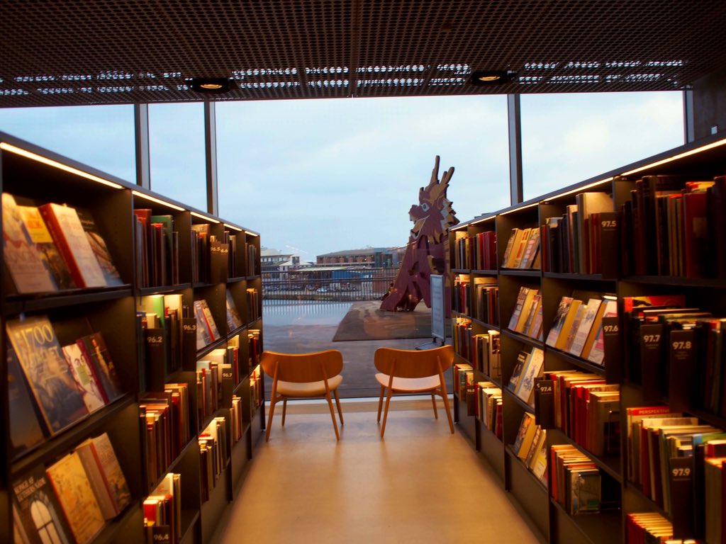 marikawa2020's tweet photo. I went to Dokk1 &amp; the Aarhus University library. Dokk1 is a stylish library!! We can enjoy with family and friends here for a long time. At the AU Library, I was relaxed looking at the beautiful garden inside. :-> https://t.co/XTYTf2xg4A