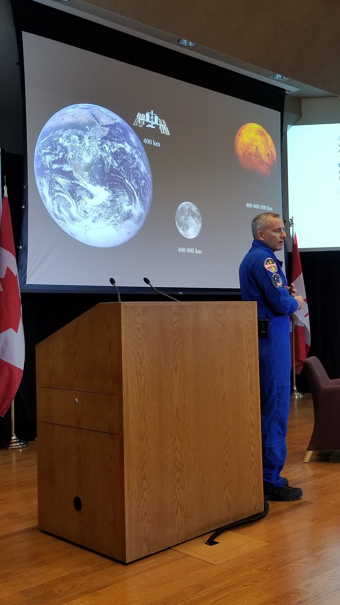 jenholl's tweet photo. We are all astronauts hurtling through space; the Earth is our spaceship: Dr. David Saint-Jacques, Canadian astronaut, doctor, engineer, astrophysicist. #GoC #DareToExplore https://t.co/rSjrylK65r