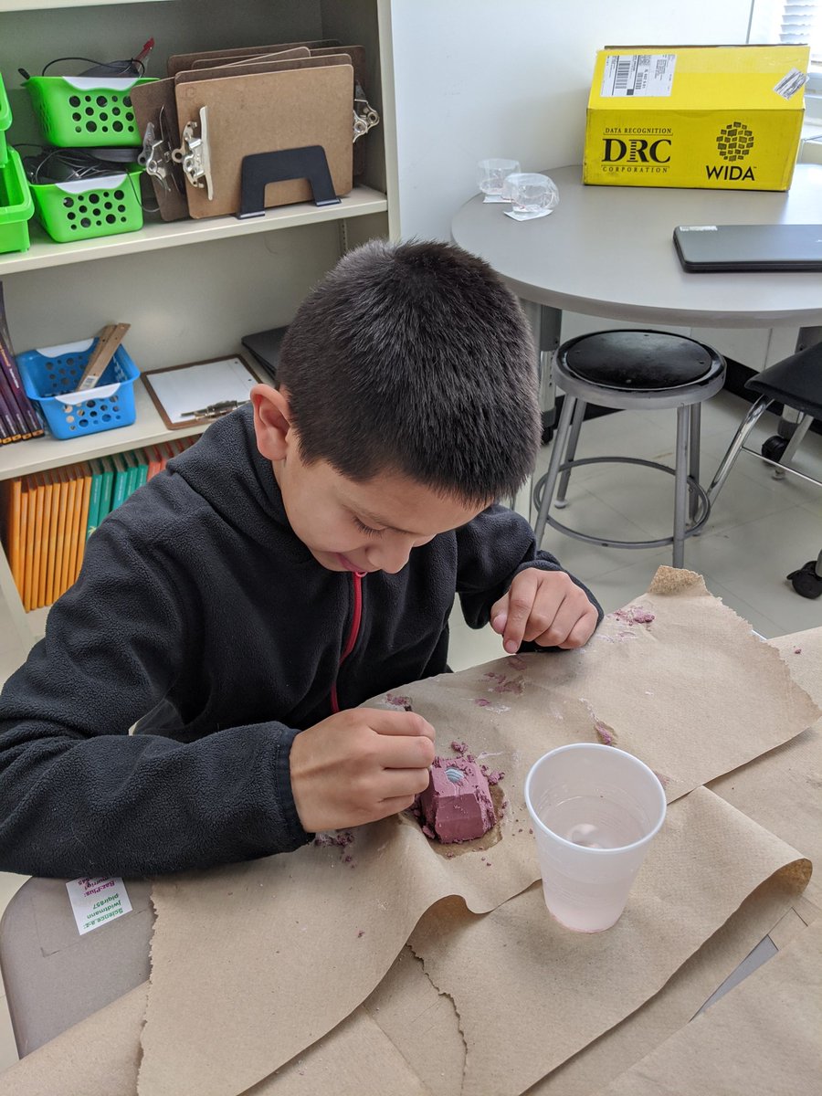 MurrinVeronika's tweet photo. These 4th graders are really "digging" our science experiment today! They're experiencing the difficulty that geologists face when digging for rocks and gems. It's really hard work!!!! @VV_Voyagers #enjoytheview #viewourstory https://t.co/dyZ1Nhbr39