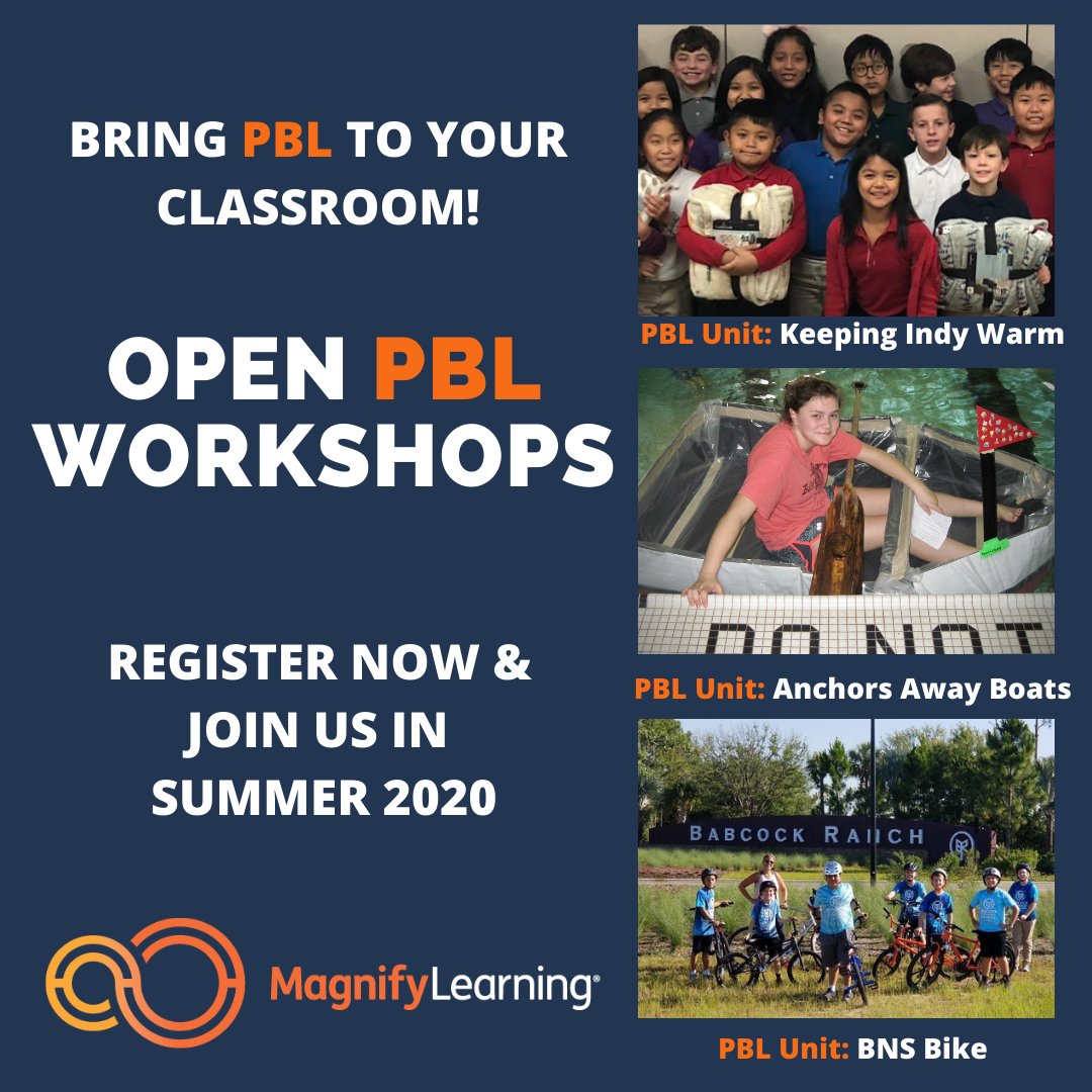 magnifylearning's tweet photo. Join us this summer and bring #PBL back to your classroom!
Sign up Now:  https://t.co/F3sgTVMFXw

#magnifylearning #pblworkshops #columbusteachers #indianapolisteachers #indianateachers #senecateachers #springfieldteachers #puntagordateachers #flteachers #pblsimplified https://t.co/94Xh9j87tw