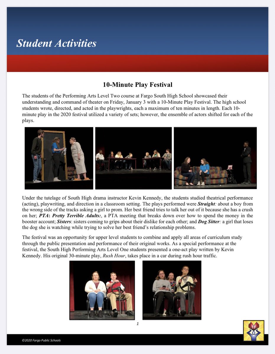 southhighdrama's tweet photo. Here is an article featured in the Fargo Public School newsletter about our ten minute play festival!! https://t.co/WqtBybI7ee