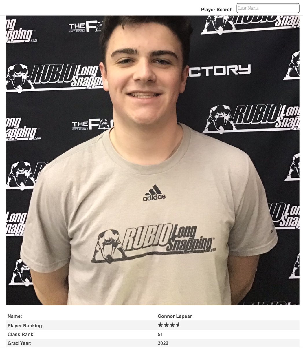 ConnorLapean's tweet photo. Very happy to now be named 3.5 ⭐️ Rubio Long Snapper. Always looking forward to improving and cant wait for next camp! @TheChrisRubio @BenetRedwingFB https://t.co/4EBDyomVvl