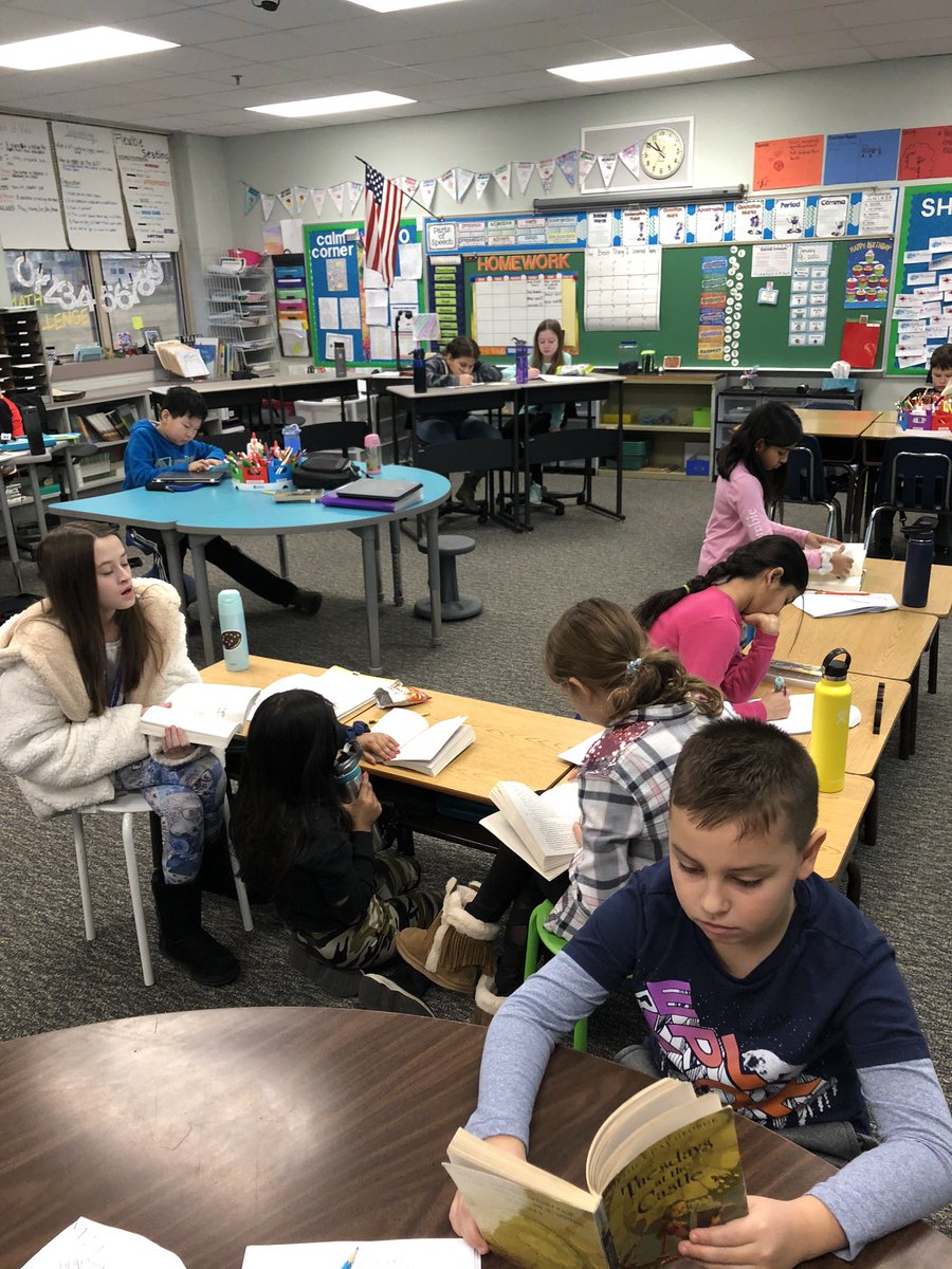 Day 3 of novel groups- reading and then deep discussion. This classes love and excitement to read amazes me everyday! <a href="/D13Eagles/">Erickson Elementary</a>