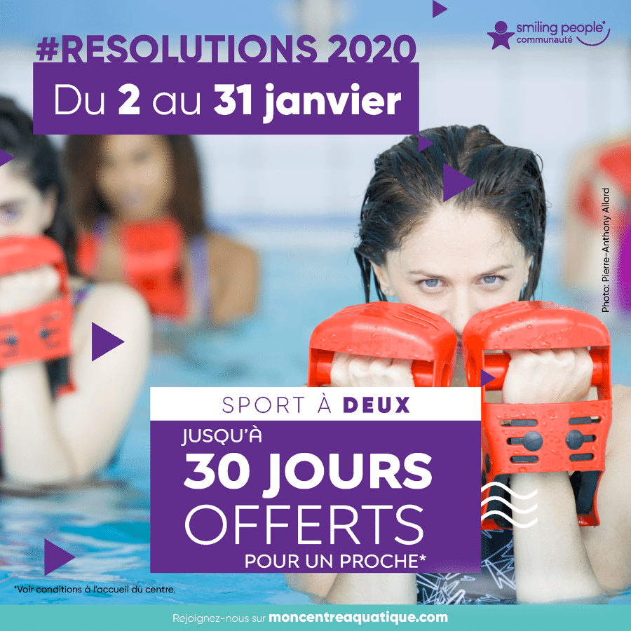 💪 BONNES RÉSOLUTIONS 2020 💪 
Avez-vous déjà pris vos bonnes résolutions pour 2020 ? Découvrez les bienfaits du sport à deux et les nouvelles offres dans votre centre aquatique ! ow.ly/owcJ50xQYiO