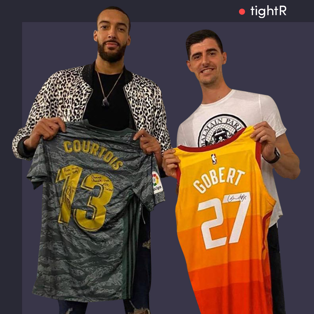 tightrofficial's tweet photo. Quand @rudygobert27 rencontre @thibautcourtois 🏀 ⚽ Deux géants dans leur sport respectif ! On parie qu'ils ont refait le match France-Belgique 2018 😉⁣
⁣
#rudygobert #thibautcourtois #RG27 #basket #basketball #foot #football #utahjazz #realmadrid #france #belgique #tightR https://t.co/1Ap1Bo2wIu