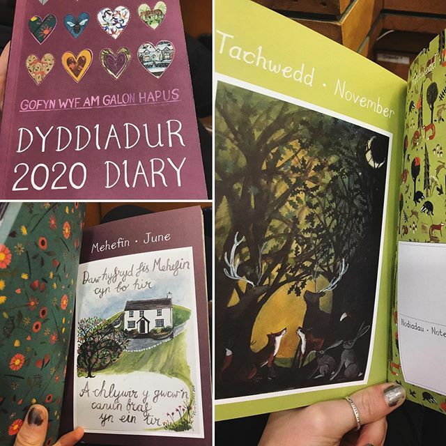 Jinnws's tweet photo. Caru fy nyddiadur lliwgar newydd! ๐ Loving my new diary full of quirky welsh poems and sayings ๐๐ #dyddiadur #diary2020 #calon #cymraeg #driftwooddesigns #lizziespikes #calonlan #welshdiary #art #colourful https://t.co/AwfumI5ayw https://t.co/kkX1J8EnqO