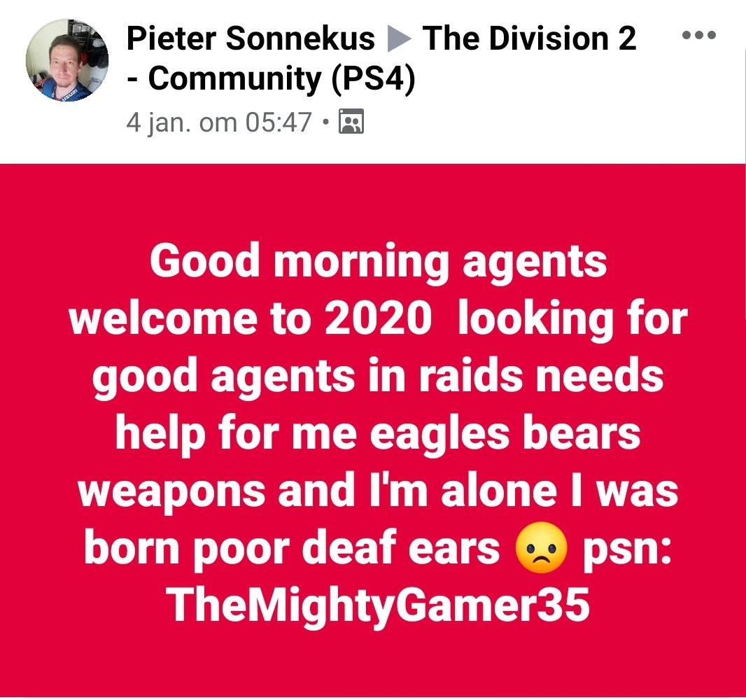 CommendationMr's tweet photo. And Another proud deaf agent got his first ever attempt and clear in @TheDivisionGame Raid on PS4! 💎
GG to you my friend!! Unfortunate no Eagle Bearer but we will keep running with you till you have it. ❤
#TCT will not let you down. ✌
#Respect2deaf
#thedivision2raid
#Raid https://t.co/CuzpHeEMzJ