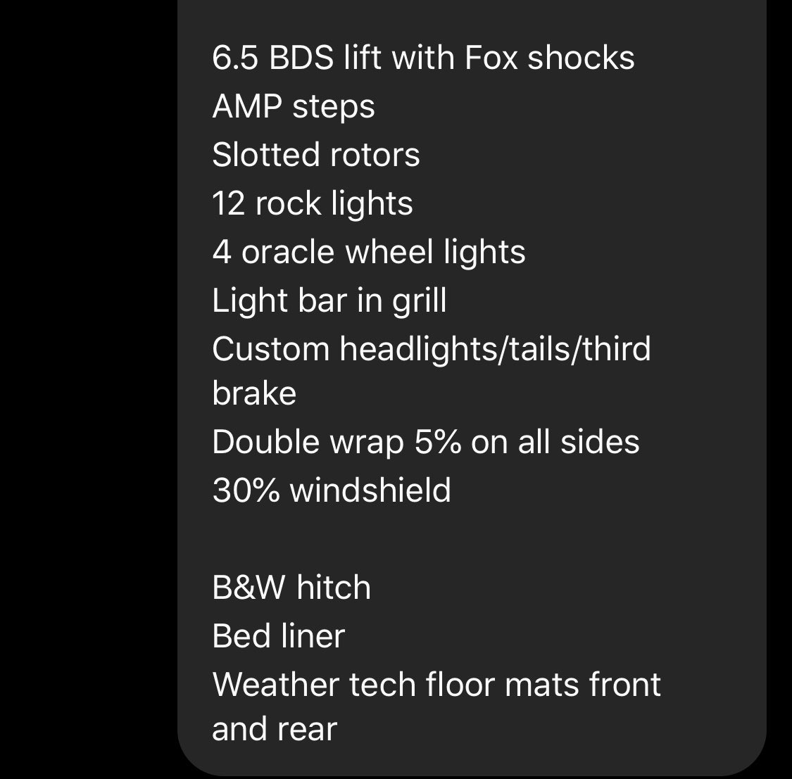 Bmart106's tweet photo. Now that I have everyone’s beloved attention. Truck is 100% still listed for sale! Info is in pictures. $48k with the AmericanForce wheels with brand new Cooper STT pros. $45k on stock wheels. Price is OBO. DM for more info. Please Share away. $100 to whom ever sends me a buyer🤟🏼 https://t.co/WstlMhhBkg