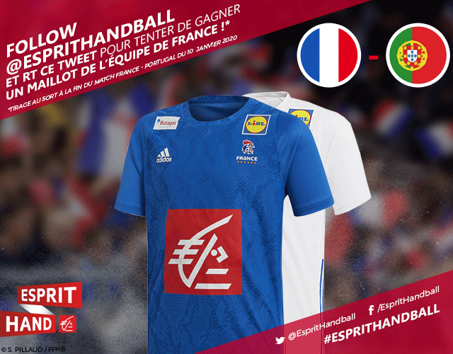 EspritHandball's tweet photo. #VousEtreUtile 
C'est parti ! 
Follow + RT pour tenter de gagner le maillot de @FRAHandball à l'occasion du début de l'Euro pour nos Bleus avec #FRAPOR ! 😃
#EspritHandball https://t.co/t19W3fNAzB
