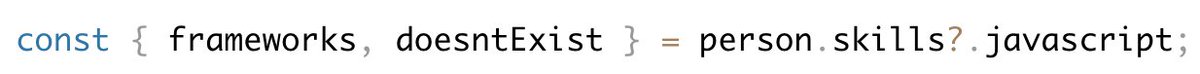 davidwalshblog's tweet photo. JavaScript Optional Chaining

https://t.co/lRheOxq8me https://t.co/nWEErOn5Aw