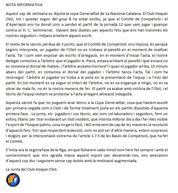 hoqueiolot's tweet photo. Nota informativa #OkNcat https://t.co/4sM8vTI18Y