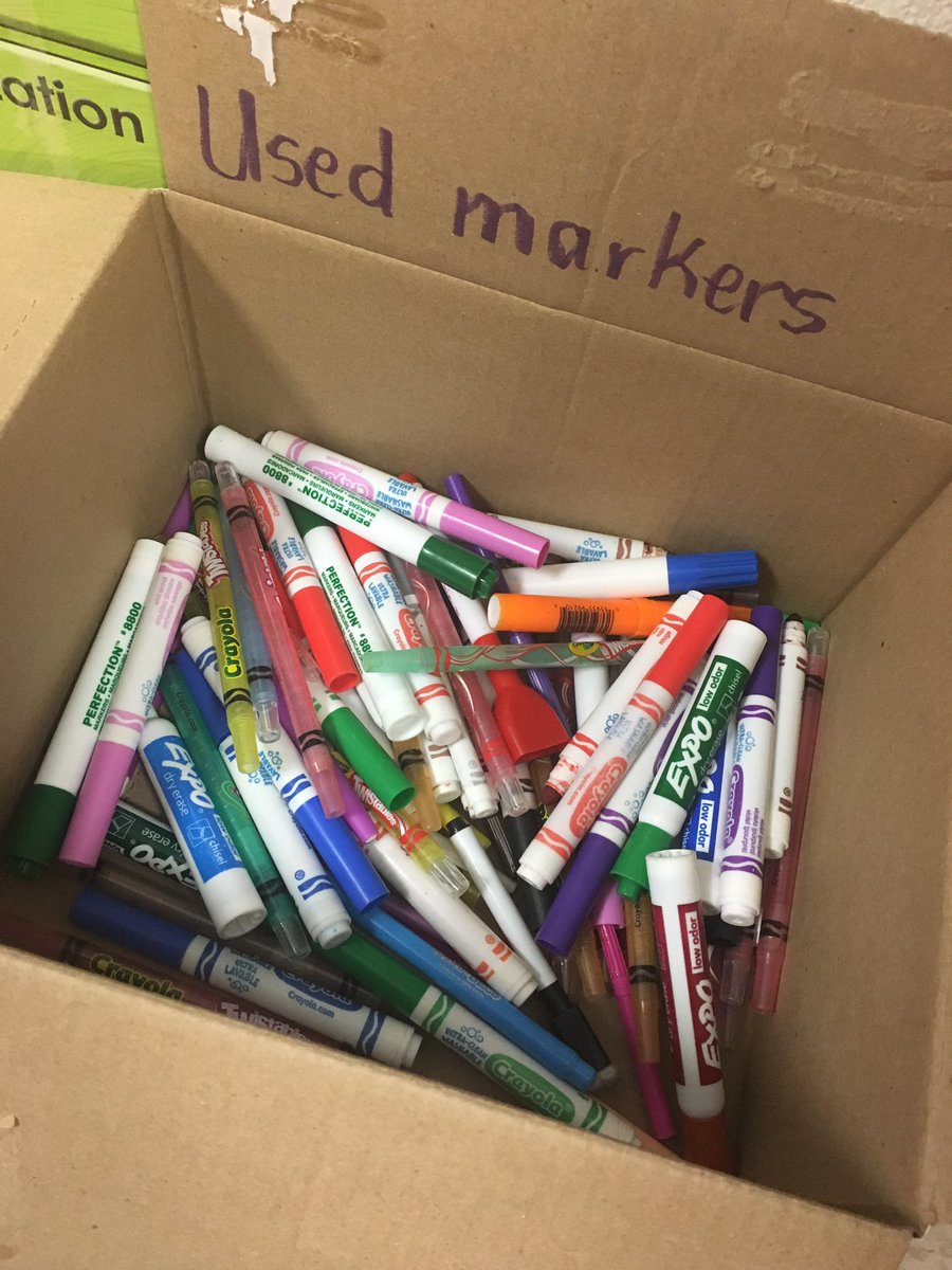 Thank you so much for the marker donations! We collected 2.1 lbs worth or 105 old markers to be recycled! We are currently collecting used batteries in room 107!