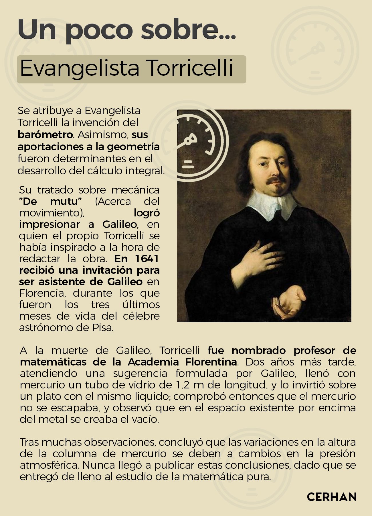 progresivo Humo Asentar CERHANOFICIAL on Twitter: "#EvangelistaTorricelli (Faenza, actual Italia  1608 - 1647) Se atribuye a Evangelista Torricelli la invención del barómetro.  Asimismo, sus aportaciones a la geometría fueron determinantes en el  desarrollo del cálculo