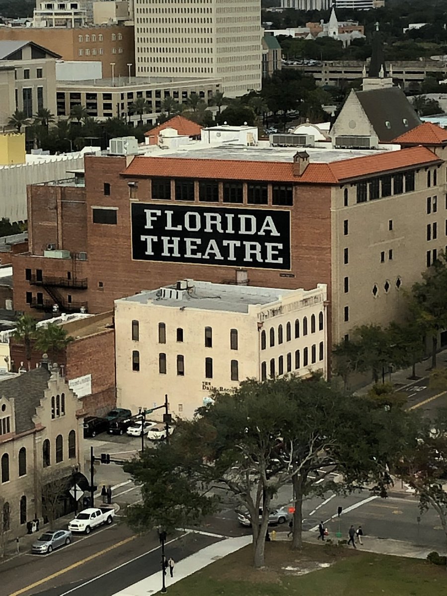 SammiKateP's tweet photo. We have arrived! Freshened up, checked out our beautiful 19 floor hotel and headed to lunch! Not only can we see the St. Johnโs River, but also the Florida Theatre where @ButlerTech SOA students will sing for the next few days! #bhsjax #soasingers #onebutlertech https://t.co/REfxsLI7M0