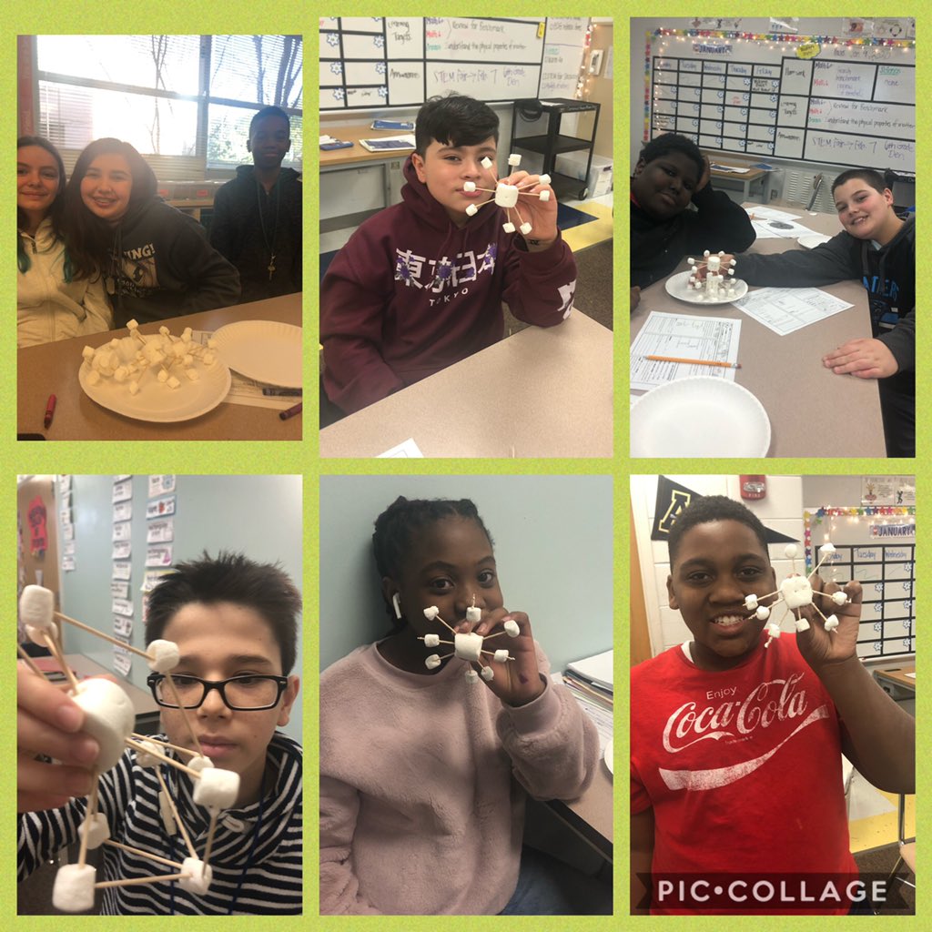 FosterMissi's tweet photo. Students having a bit of edible fun while creating models of atoms!  @CCMMSRedwolves       #makingsenseoftheatomicnumber #futurechemists #marshmallowmodels #sixthgradescientists https://t.co/JplnK1xoUL
