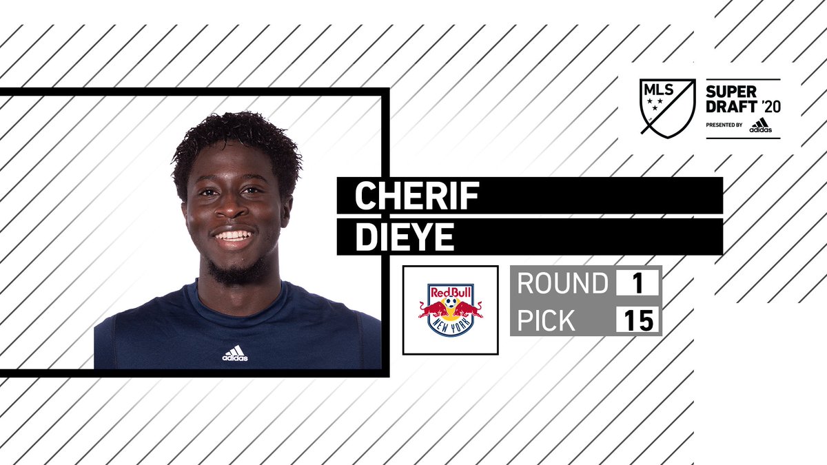 MLS's tweet photo. Time for pick #15: @NewYorkRedBulls take @UofLmenssoccer midfielder Cherif Dieye. #SuperDraft https://t.co/1doq45uEYt