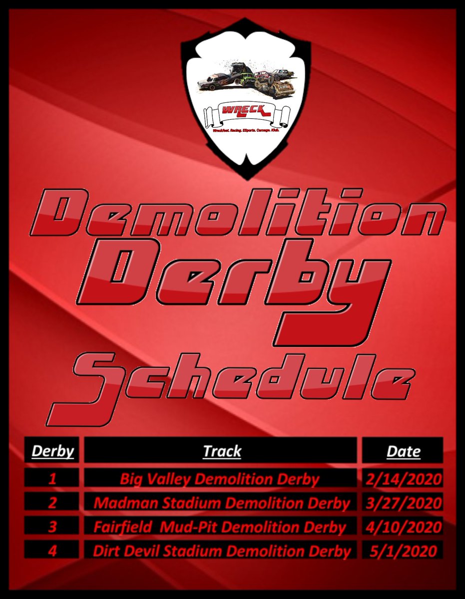 WRECK92188324's tweet photo. Demolition Derby Schedule #WreckNation https://t.co/ZF5iPMcDzS