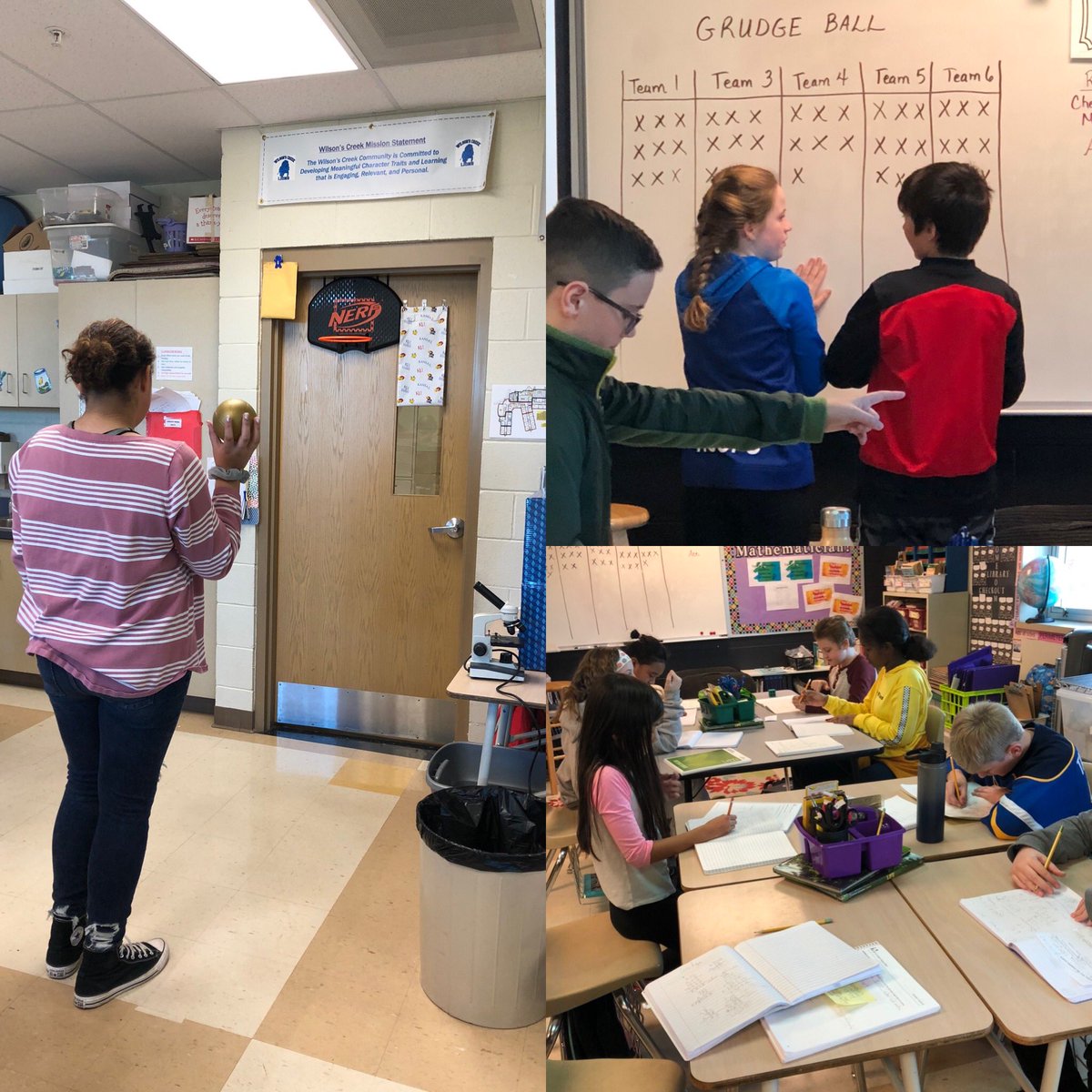 5th grade students at Wilson’s Creek played Grudge Ball to practice estimating products, multiplying whole numbers, and determining if the estimates are over or under the actual answers. #curriculum #climateandculture