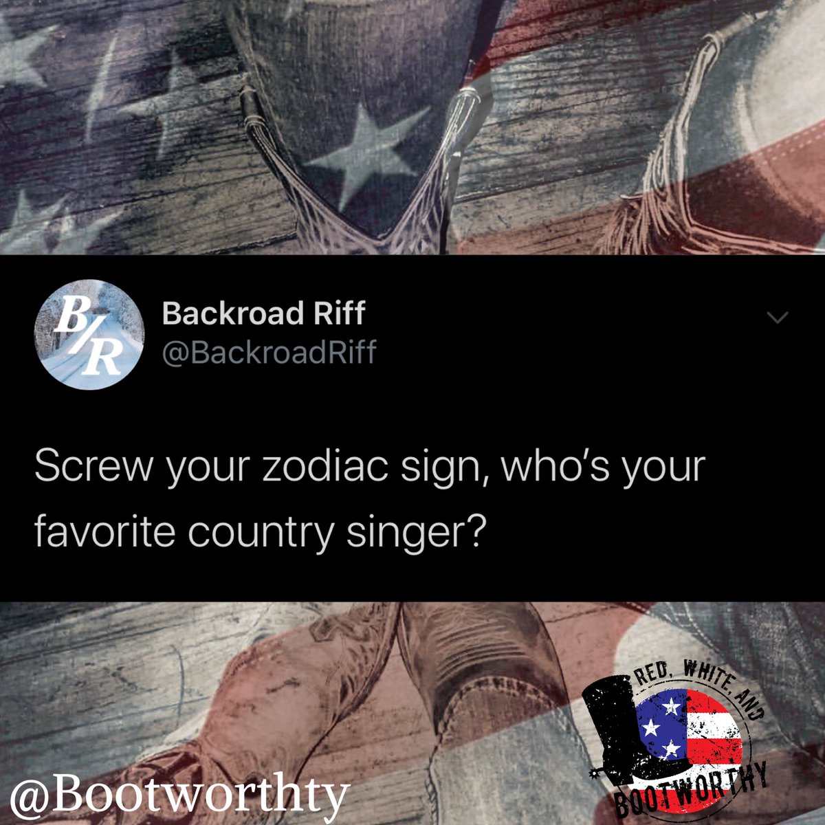 bootworthy's tweet photo. This should always be the #1 question asked when getting to know someone!
Repost @BackroadRiff
#Bootworthy #BeBootworthy #CountryMusic #WhatsYourSign #Country #CountrySinger #CountryArtist https://t.co/Ff50MlWn4K
