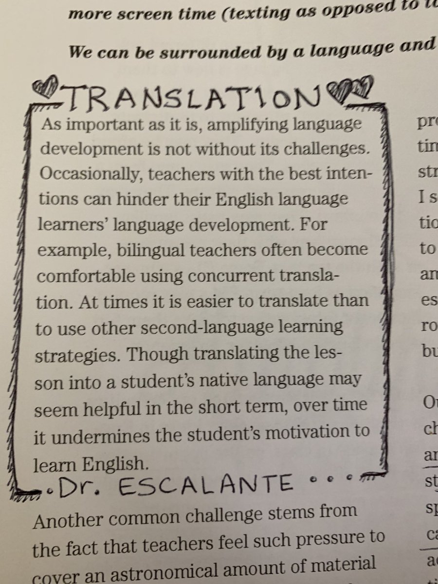 ValentinaESL's tweet photo. One of my favorite paragraphs about translation from #MotivatingELLs by Dr. Lora Beth Escalante @Seidlitz_Ed https://t.co/kBQzTMUZZ2