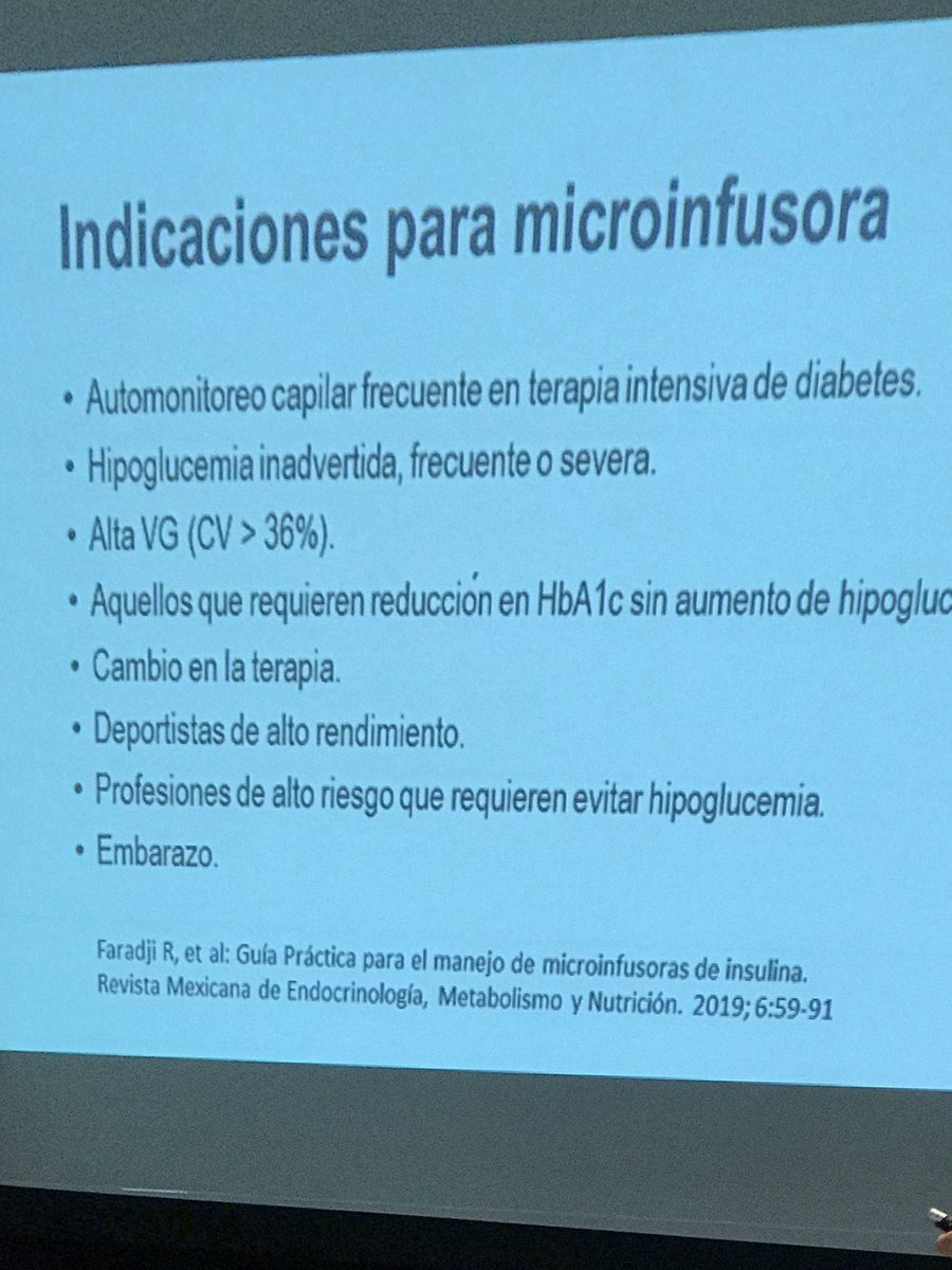 endocarrillo's tweet photo. Indicaciones para #microinfusora de #insulina con la Dra @rfaradji de @ClinicaEnDimx en el curso de actualización en #endocrinologia #SMNE2020 https://t.co/ekbwiVBG1U