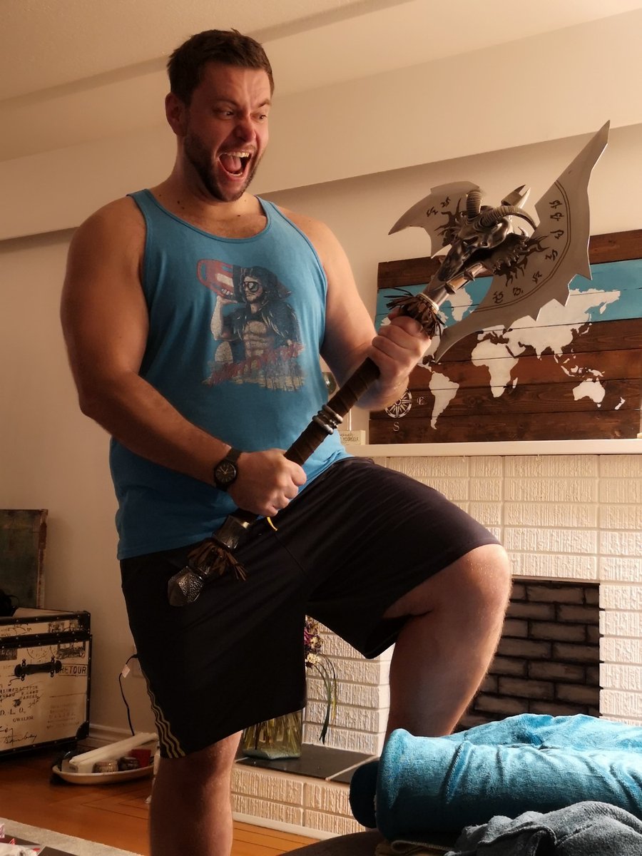 Shadowmourne gift from my guildies is fucking legit! 80lbs of steel! I should take it to the gym for my curls! #Gamesandgains @warcraft #warcraft #shadowmourne #wotlk