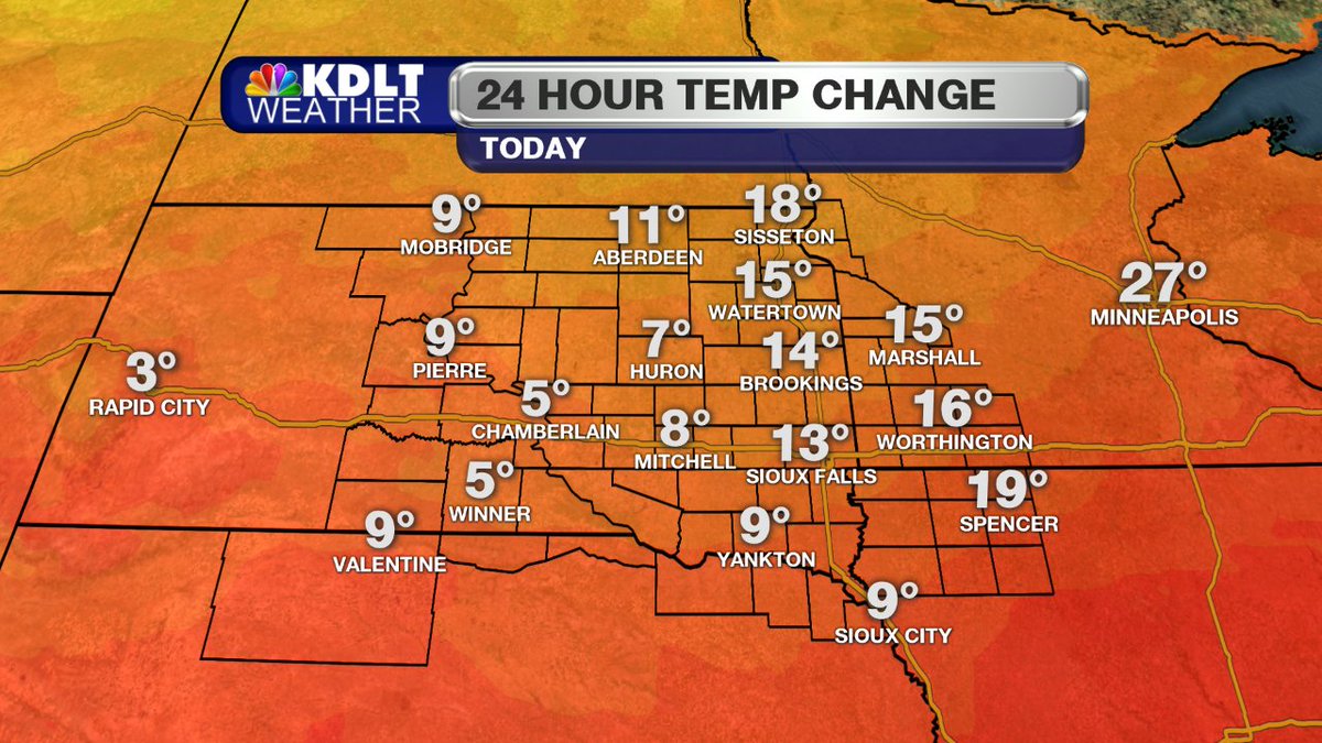 Temperatures are much better today than they were 24 hours ago! We're anywhere between 5 and near 20 degrees warmer today compared to this time yesterday.