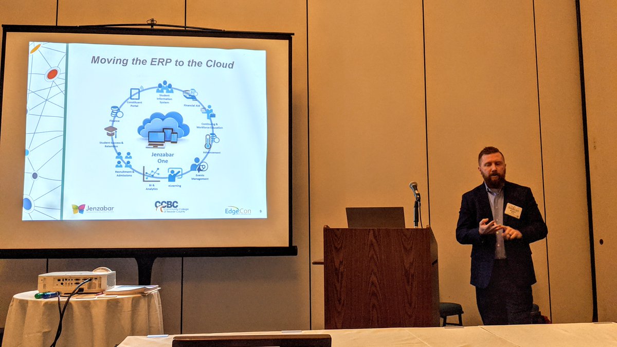 All_Things_Edge's tweet photo. Brandon Berg of @CCBCedu describes the impact of moving their #ERP (@Jenzabar) to the #cloud. The change offered scalability, #datasecurity, #disasterrecovery, and affordability! And it freed up #IT staff to fulfill strategic institutional goals. #EdgeCon 2020 https://t.co/PpurmF1CSO