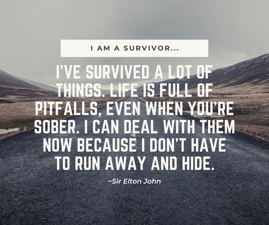 SavidaHealth's tweet photo. It takes strength to embrace recovery. It takes heart and determination to stay on the path. You can do this...because you are a survivor. And we're here to support you every step of the way. #WeAreSurvivors #RecoveryWorks #SirEltonJohn #SaVidaHealth https://t.co/RMVve0x9VR