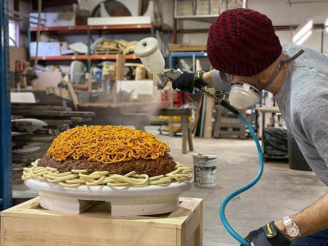 KingdomProds's tweet photo. Our Senior Scenic Artisan, Pedro “Pete” Rivera is freshening up the #skyline chili bowl! 
#skylinetime #skylinechili #cincinnati https://t.co/LT2NiaBEdU https://t.co/8aYA9Zecnj