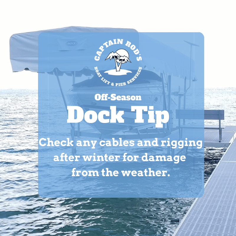 captainrods's tweet photo. If your boat lift has any kind of exposed cables or ropes, check them after the winter for damage. These areas can be potentially harmed when dirt gets inside or by weather conditions. https://t.co/KXZHr6Gxew