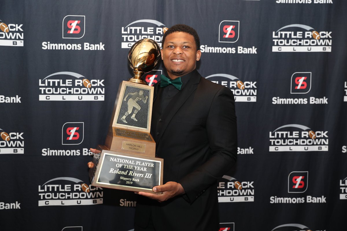Rock_Athletics's tweet photo. FB: Huge thank you to the Little Rock Touchdown Club, the family of Harlon Hill and the Great American Conference for showing us an incredible time today for Roland Rivers III and his Harlon Hill Trophy presentation. Check out some photos from today here: https://t.co/ajbIOGN3tC https://t.co/Pw9r07UAQt