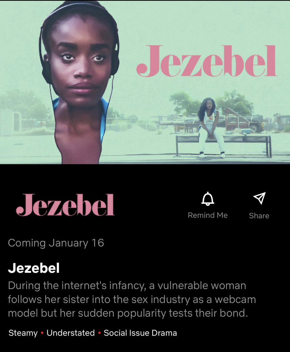 missnuma's tweet photo. Oooooh go to your @netflix app and see us under COMING SOON! just one week away! Jezebel debuts Thursday January 16 on NETFLIX! #jezebelmovie @strongblacklead @ARRAYNow https://t.co/b2qp2CzK1U
