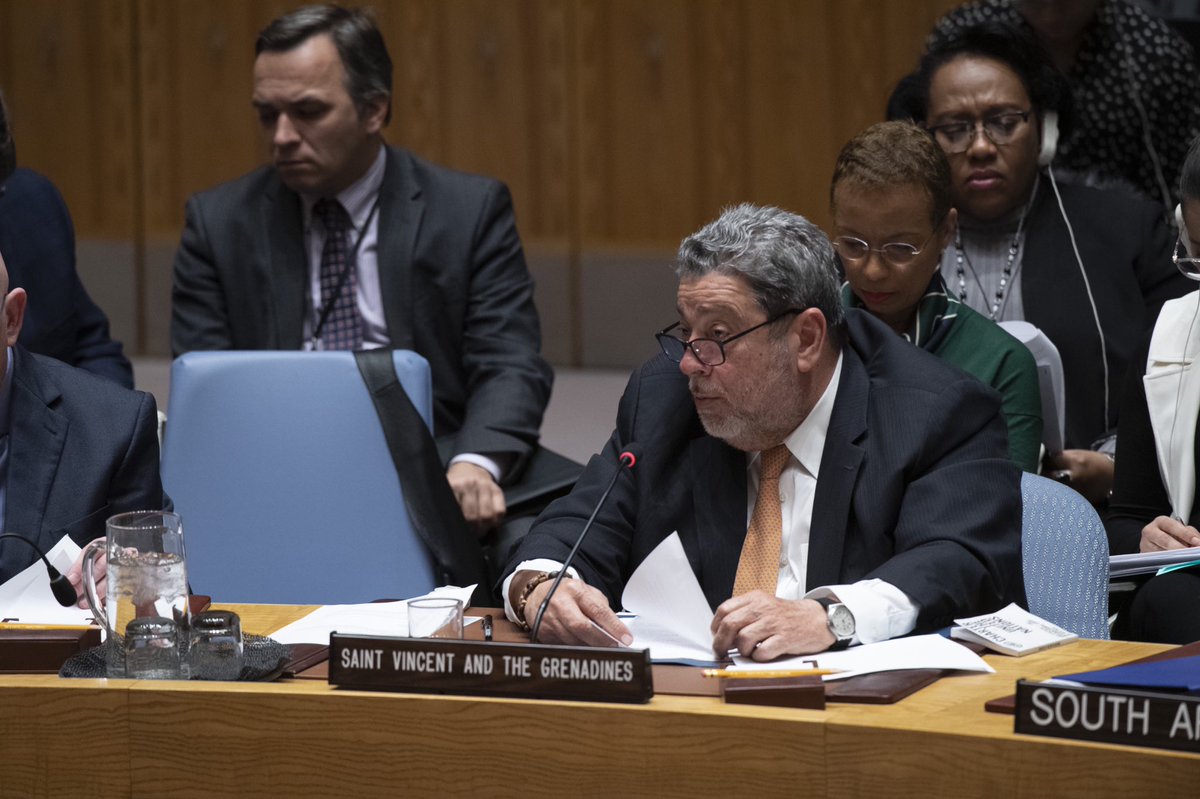 SVG_UN's tweet photo. Snapshots: Today, 9th January, H.E. Dr. Ralph Gonsalves delivered SVG's statement at the UN Security Council Open Debate on "Upholding the UN Charter to Maintain International Peace and Security".
Photo by: Evan Schneider https://t.co/RLelTcrCMC