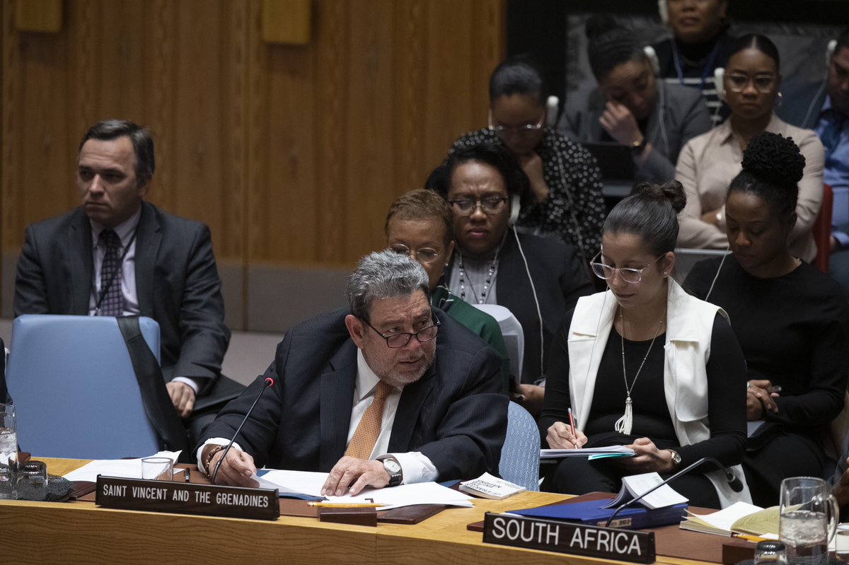 SVG_UN's tweet photo. Snapshots: Today, 9th January, H.E. Dr. Ralph Gonsalves delivered SVG's statement at the UN Security Council Open Debate on "Upholding the UN Charter to Maintain International Peace and Security".
Photo by: Evan Schneider https://t.co/RLelTcrCMC
