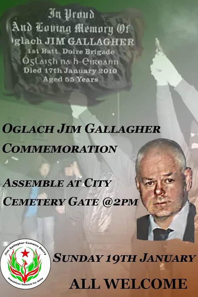 RNUnational's tweet photo. We r a rejuvenated movement across #Ireland, our #Derry cumann has gone fr/ strength 2 strength. We r committed activists &amp; will rebuild t republican movement.
We start this yr by remembering rep. Jim Gallagher. After #commemoration: refreshments @ Danny O'Neills bar
All welcome! https://t.co/EUm2gyNtJj
