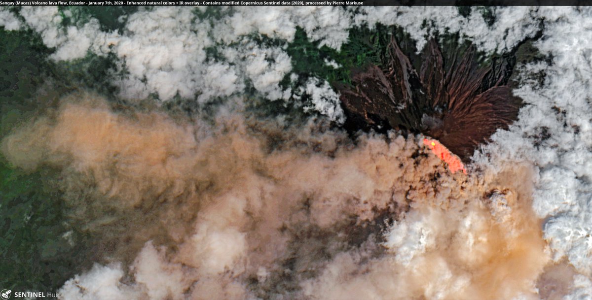 #Sangay (Macas) #Volcano🌋 lava flow, #Ecuador🇪🇨 7 Jan 2020 Copernicus/Pierre Markuse