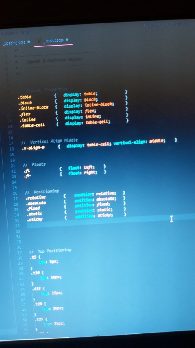 philsola_123's tweet image. Day 4/100: continuing to reflector my sass files and working on putting together my design system which I'm really excited about!
I've decided I love how clean single line CSS is where possible so moving over to this as well 🙌🏻🤓
#100DaysOfCode #css #functionalcss #atomcss