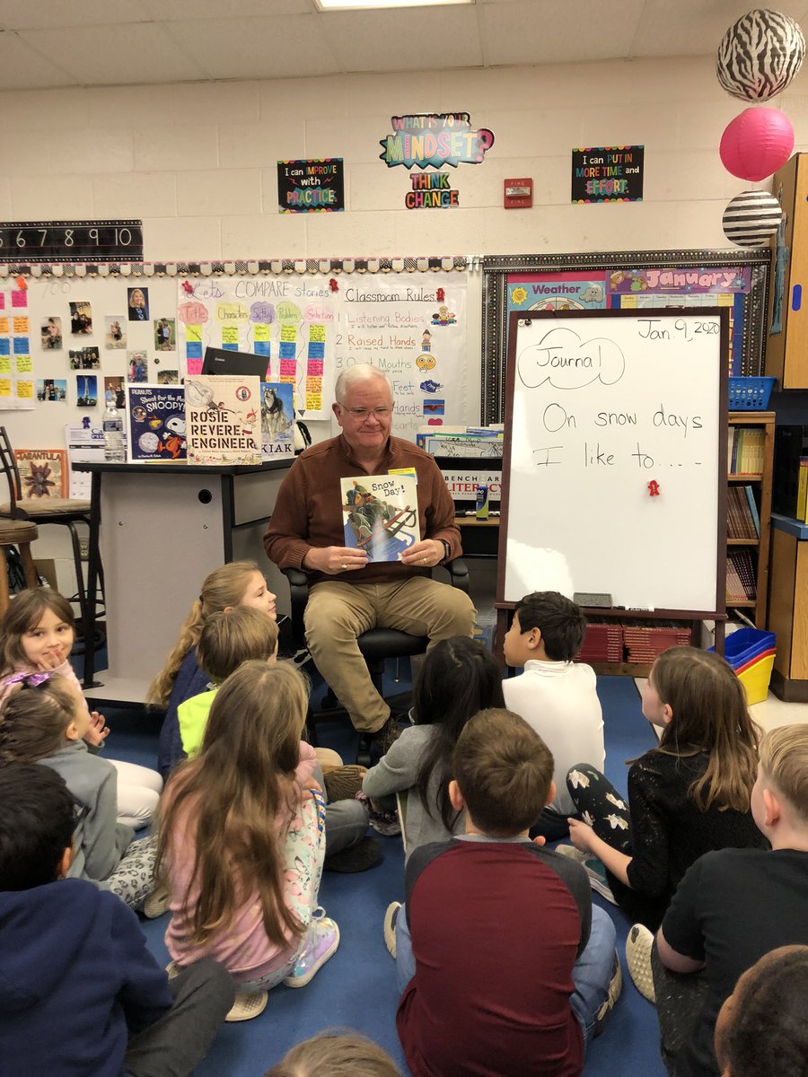 Chaywood80's tweet photo. Our class Grandpa read Snow Day by @lester_laminack to our class today! He also donated the book to our class! @YCSD @CoventryYC https://t.co/4oPHoLy2wt