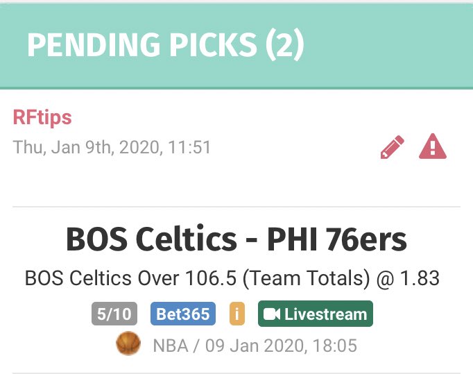 FtipsR's tweet image. He tenido unos días ocupados pero ahí va un picl de #NBA

#Celtics TT over 106.5 puntos 
Momio: 1.83 
Porcentaje: 5%